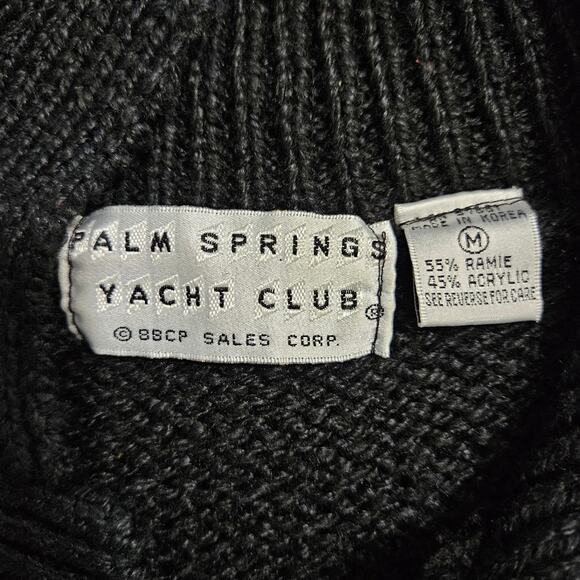 Palm Springs Yacht Club Knit Sweater Chunky Black Floral Pullover Grannycore - Picture 2 of 13